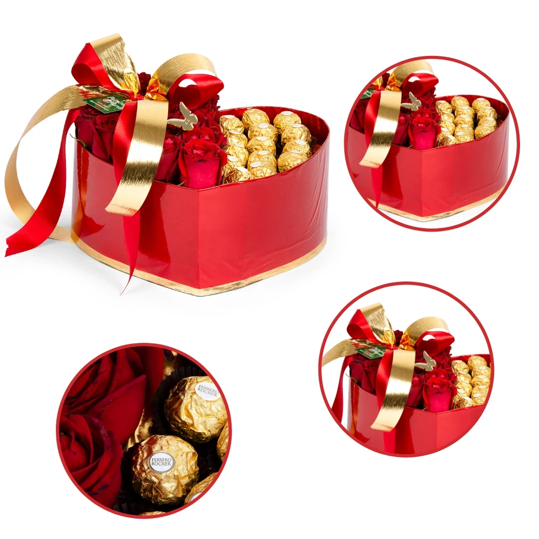 coracao rosas ferrero rocher linha premium em franca sp