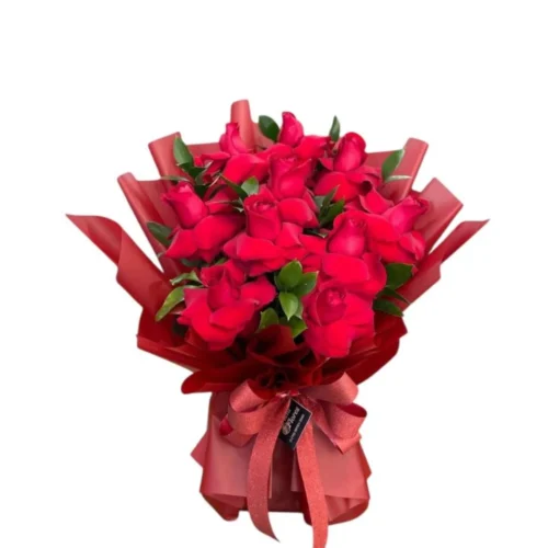 Buquê Linha Premium com 10 Rosas Abertas Manualmente